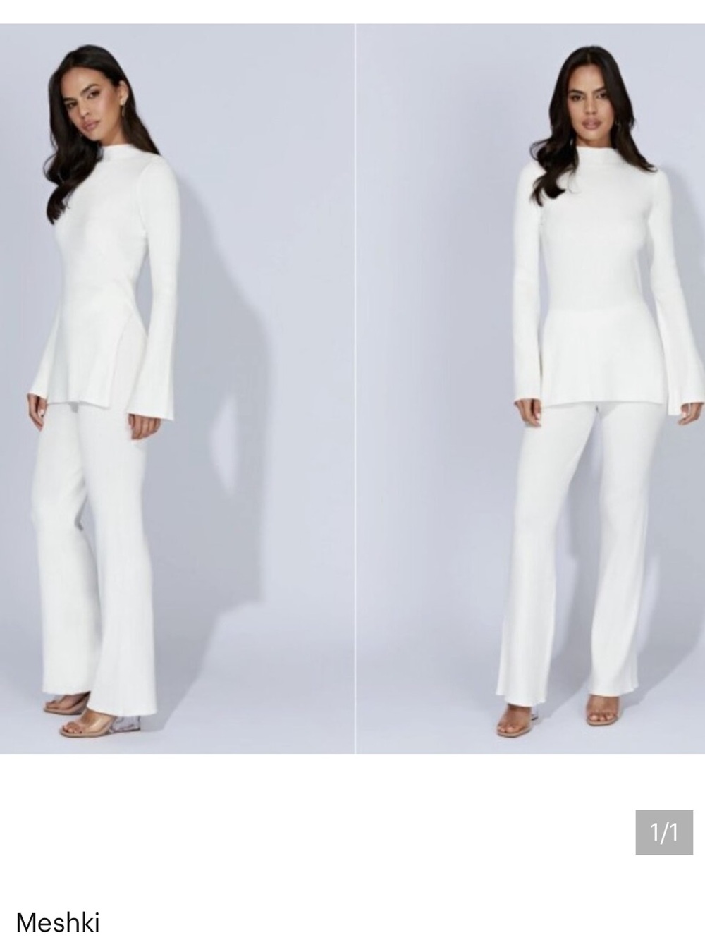 MESHKI JOVIE KNIT PANTS AND JUMPER OFF WHITE SIZE SMALL